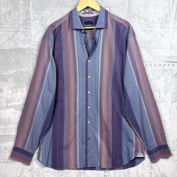 Tommy Bahama Striped 100% Cotton Shirt Men Size LT Colorful Button Up Causal - Picture 1 of 12